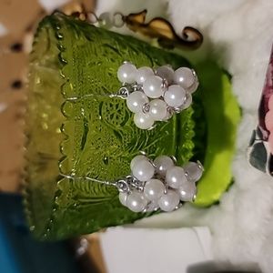 NWOT Faux Pearl Cluster Handmade Earrings Aluminum Wire Wrapped.